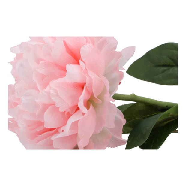 DK Design Kunstbloem pioenroos - licht roze - zijde - 71 cm - kunststof steel - decoratie bloemen - Kunstbloemen