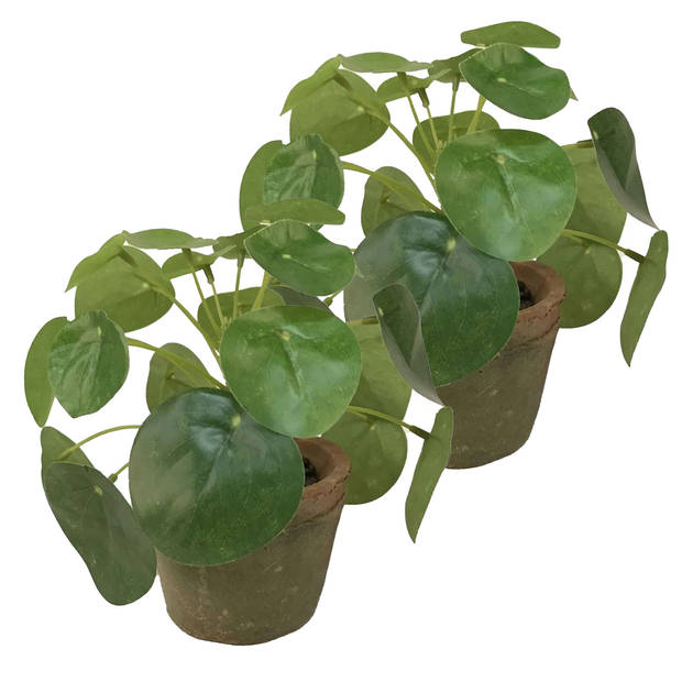 Emerald Kunstplant pilea/pannekoekplant - mini - groen - in pot - 13 cm - Kunstplanten