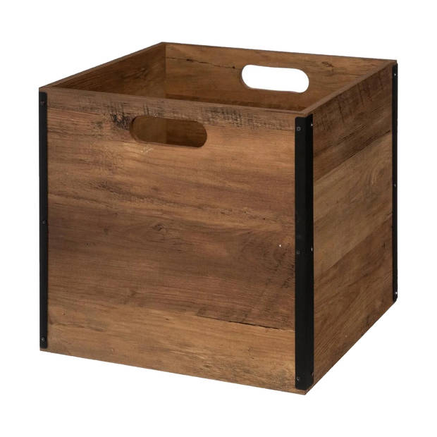 Kast opbergmand/kastmand - donkerbruin - 29 liter - mdf hout - 31 x 31 x 31 cm - inklapbaar - Opbergkisten