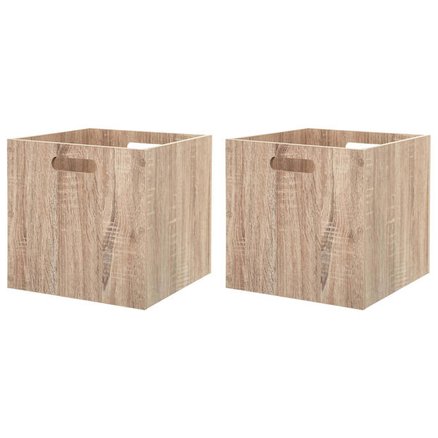 Kast opbergmand/kastmand - 2x - lichtbruin - mdf hout - 29 liter - 31 x 31 x 31 cm - inklapbaar - Opbergkisten