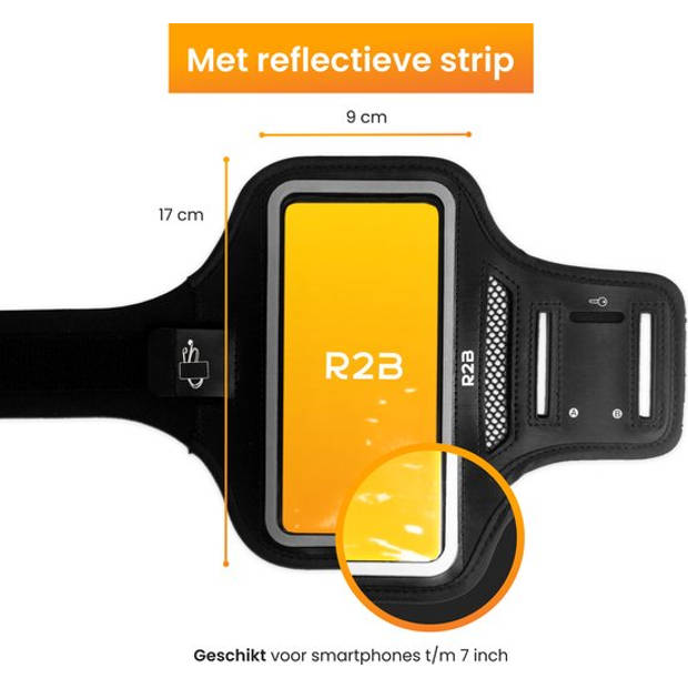 R2B® Waterdichte Hardloop Telefoonhouder t/m 7 inch - Reflecterend - Sportarmband Telefoon - Hardloop Armband Telefoon