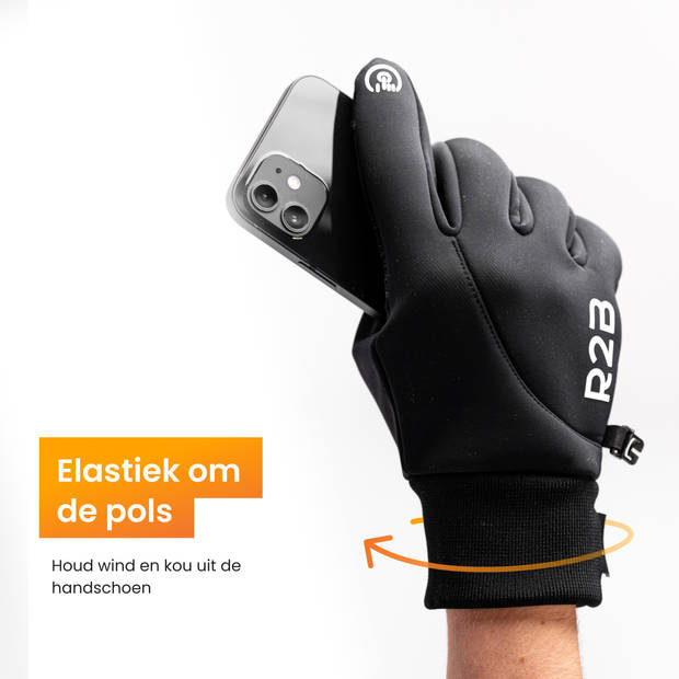 R2B Touchscreen Handschoenen Winter - Maat XXS - (Spat) Waterdichte Handschoenen Heren/Dames - Scooter/Fiets Model Gent