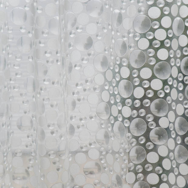 MSV Douchegordijn met ringen - transparant druppels patroon - PVC - 180 x 200 cm - wasbaar - Douchegordijnen