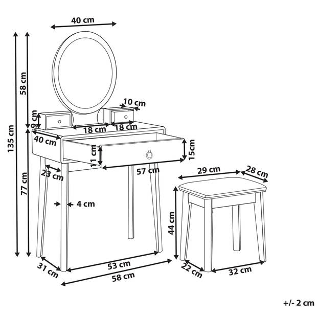 Beliani ROSEY - Kaptafel-Wit-MDF