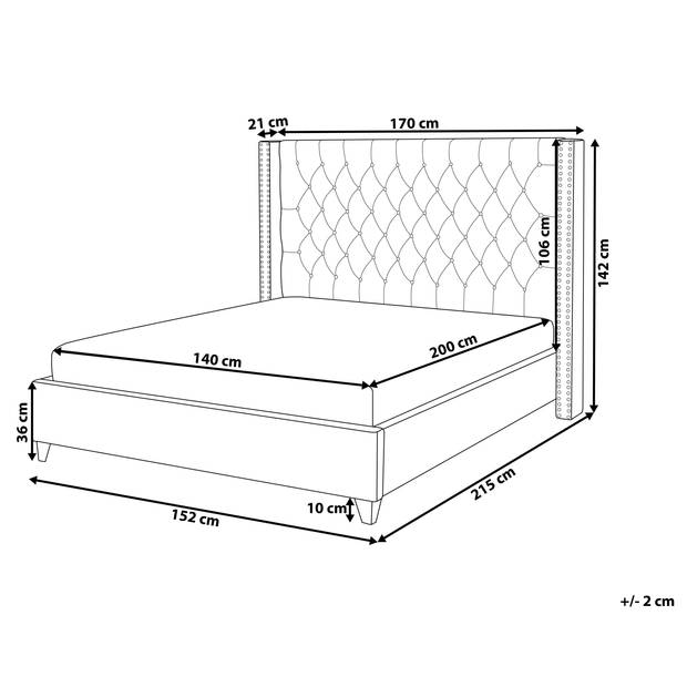 Beliani LUBBON - Tweepersoonsbed-Beige-Fluweel