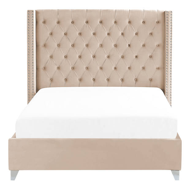 Beliani LUBBON - Tweepersoonsbed-Beige-Fluweel