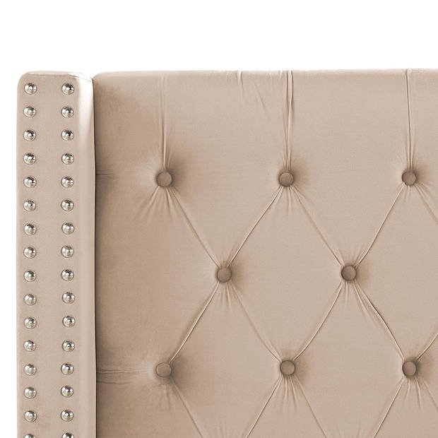 Beliani LUBBON - Tweepersoonsbed-Beige-Fluweel