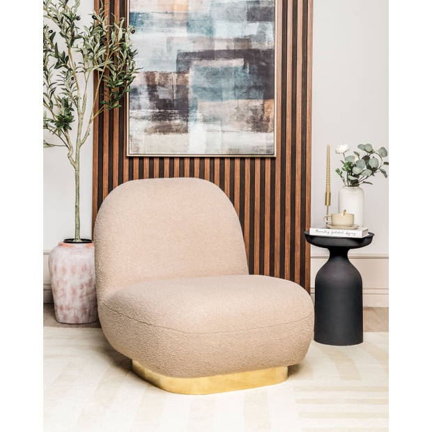 Beliani LOVIISA - Fauteuil-Beige-Bouclé