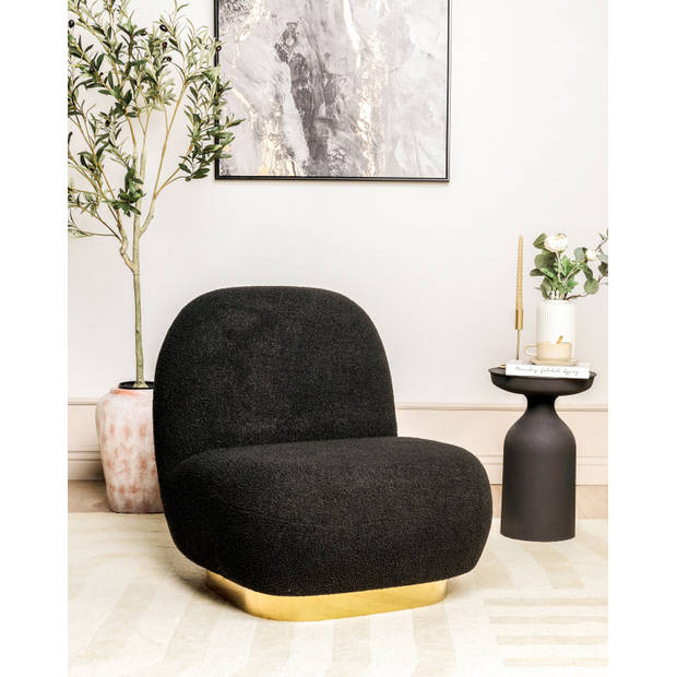 Beliani LOVIISA - Fauteuil-Zwart-Bouclé