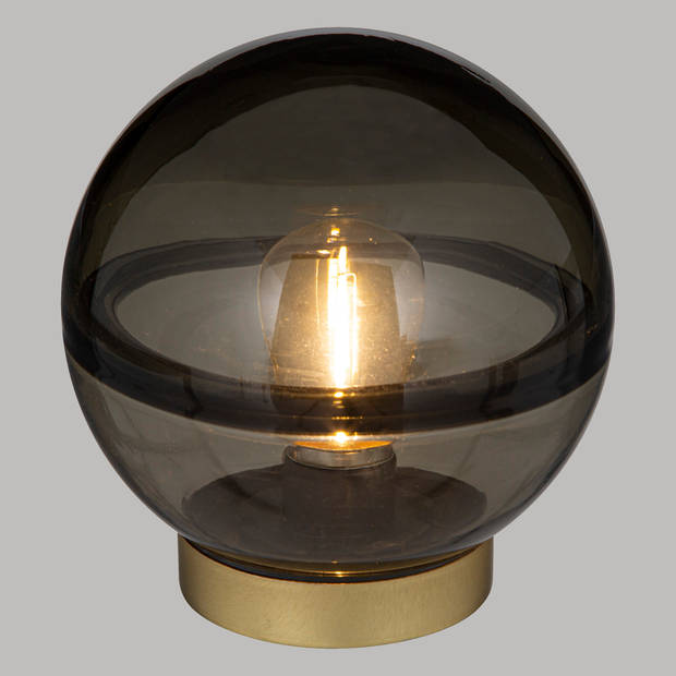 Led Tafellamp Bal - Smokey Grijs - Inclusief lamp - Ø16 x H16 cm (werkt op batterijen)