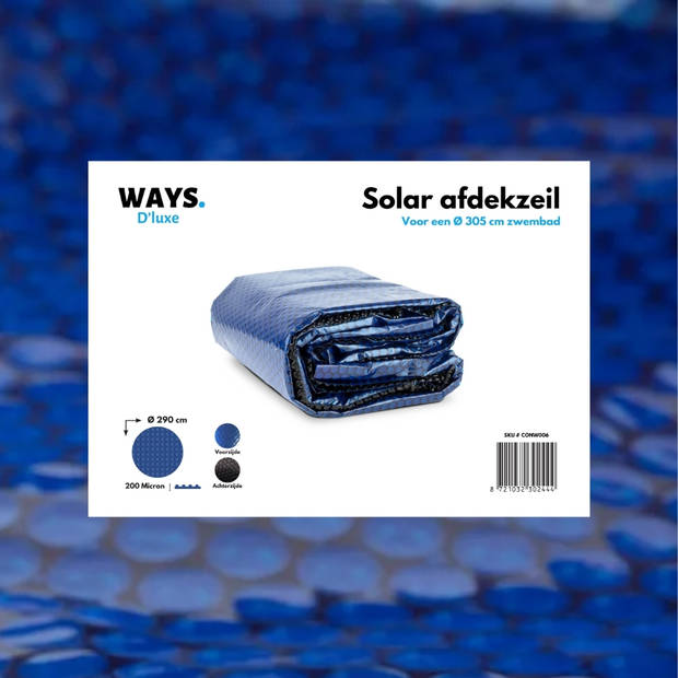 WAYS D'luxe - Solarzeil ø305 cm - Zwart/Blauw - Rond - 200 micron