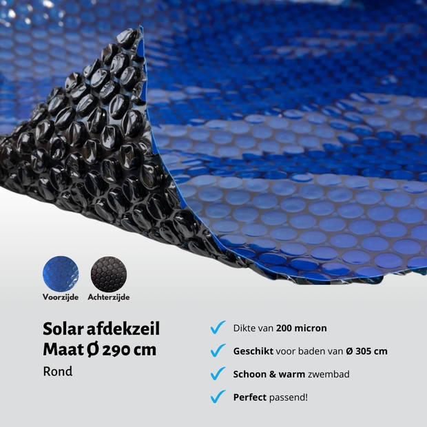 WAYS D'luxe - Solarzeil ø305 cm - Zwart/Blauw - Rond - 200 micron