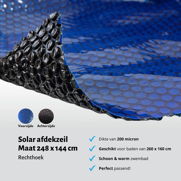 WAYS D'luxe - Solarzeil 260 x 160 cm - Zwart/Blauw - Rechthoek - 200 micron