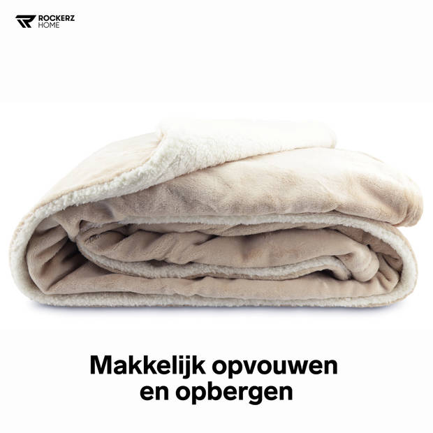 Elektrische deken - Afmetingen 160 x 130 cm - 9 warmtestanden - Automatische uitschakeling - XL snoer - Beige