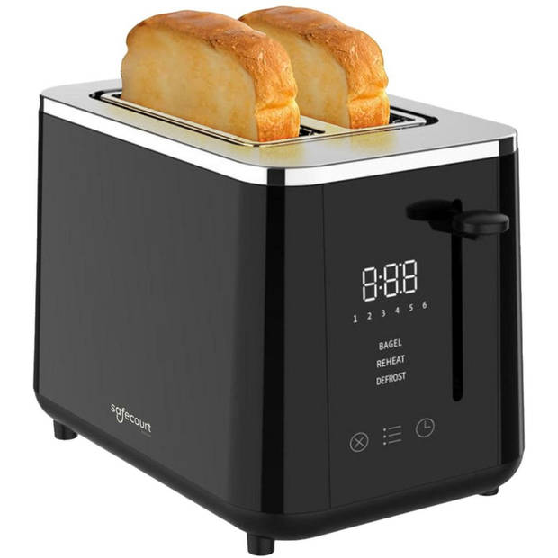 Safecourt Kitchen Broodrooster - Smart broodrooster met display - Toaster - 920 watt - Zwart