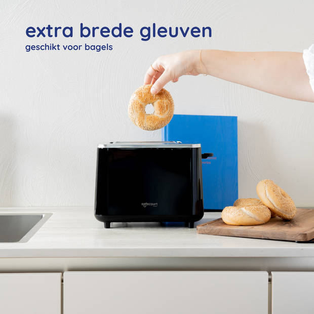 Safecourt Kitchen Broodrooster - Smart broodrooster met display - Toaster - 920 watt - Zwart