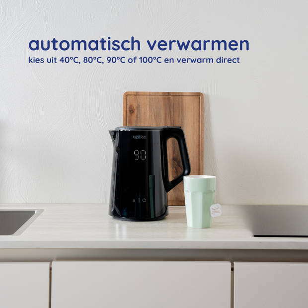 Safecourt Kitchen waterkoker - Smart Waterkoker met 5 temperatuurinstellingen - 1,7 Liter - Zwart