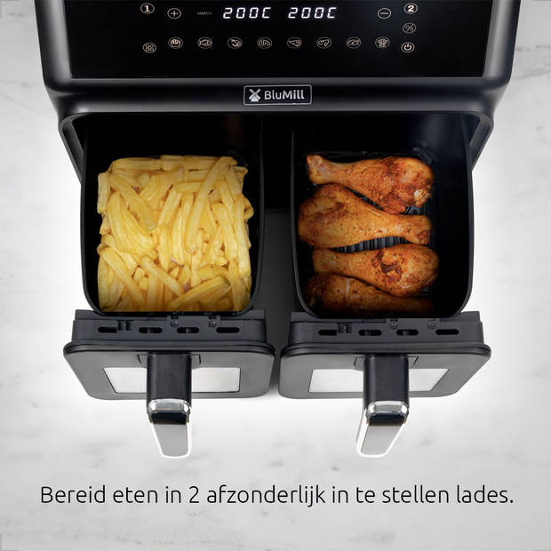 BluMill Dual Airfryer met doorkijkvenster