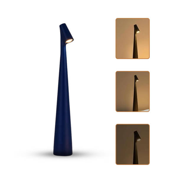 Homezie StandGlow Staande Tafellamp Uniek Design Lange Batterijduur Nachtlamp Draadloze Lamp Donkerblauw