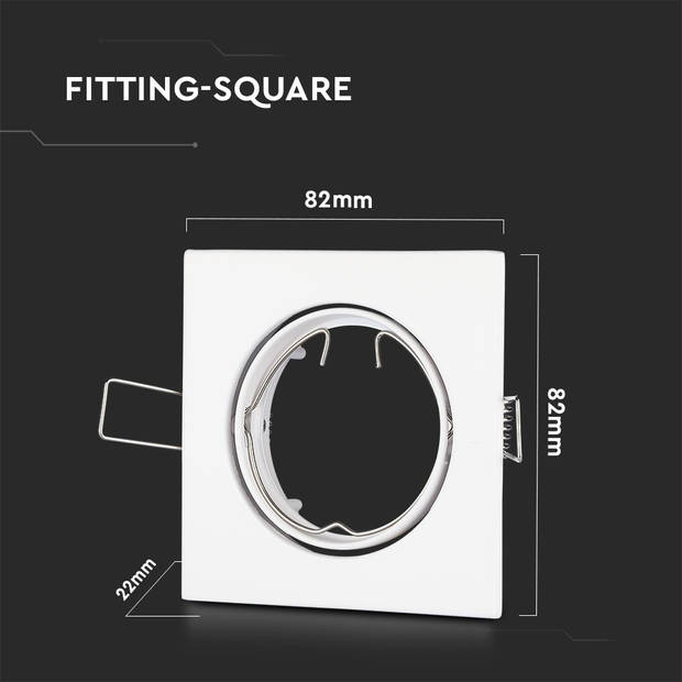 V-TAC VT-779-WH-SQ GU10 LED inbouwspots - Wit - IP20