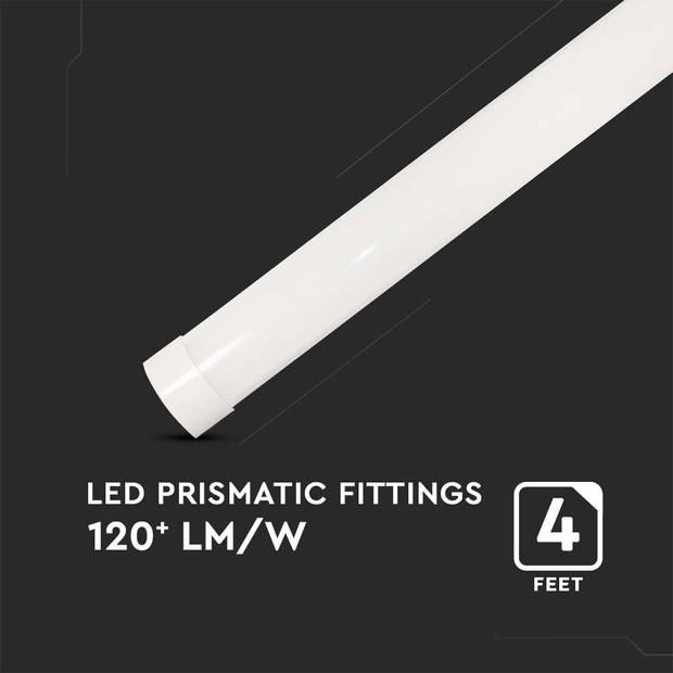 V-TAC VT-8340 Witte LED TL-beslag - Prismatisch - 120lm/w - IP20 - 40W - 4800 Lumen - 6500K - 120CM