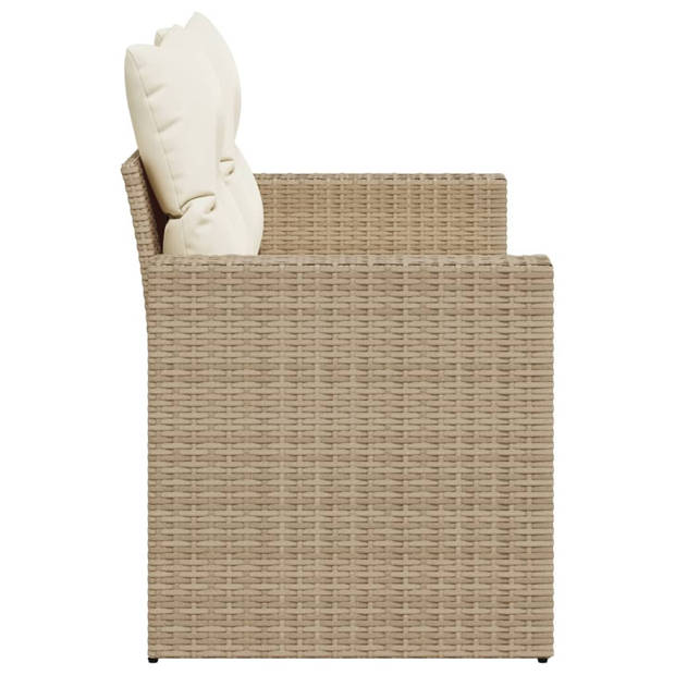 vidaXL Tuinbank 2-zits met kussens poly rattan beige