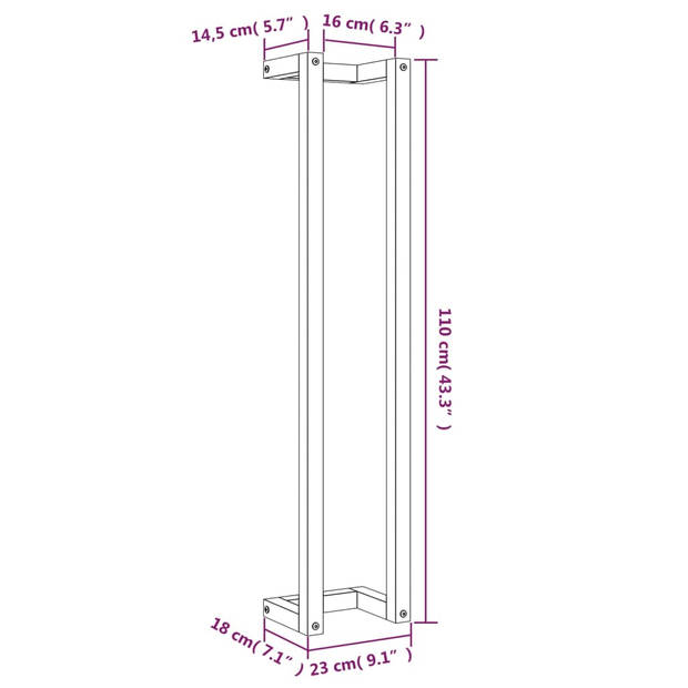 vidaXL Handdoekenrek 23x18x110 cm massief grenenhout wasbruin