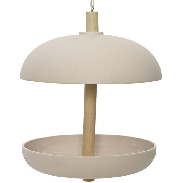 Decoris Vogelvoedersilo - hangend - creme wit - bamboe - 25 cm - Vogelvoederhuisjes