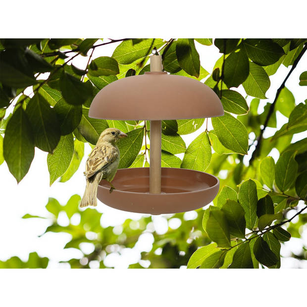 Decoris Vogelvoedersilo - hangend - cognac bruin - bamboe - 25 cm - Vogelvoederhuisjes