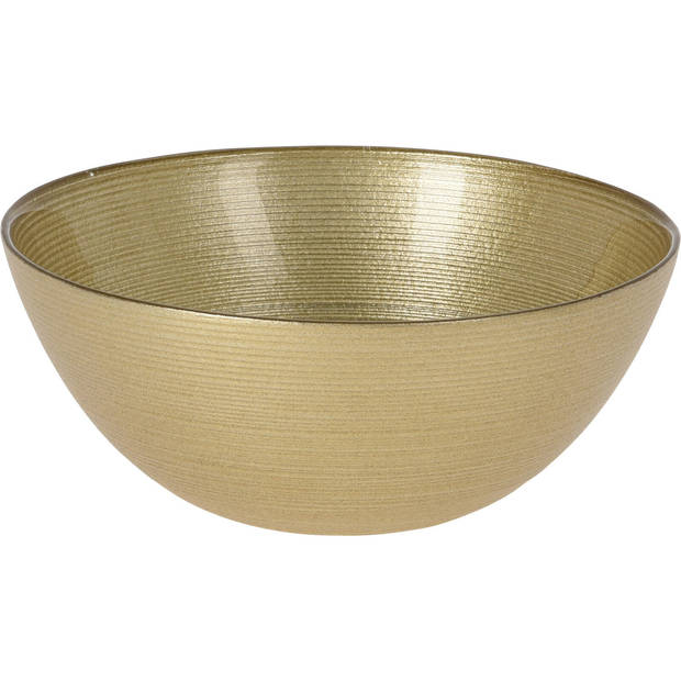 Excellent Houseware Kommetjes/serveer schaaltjes - Athene - glas - D15 x H6 cm - goud - Kommetjes