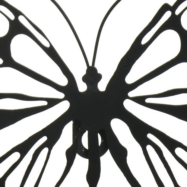 Decoris tuin wanddecoratie vlinder - metaal - zwart - 18 x 12 cm - Tuinbeelden