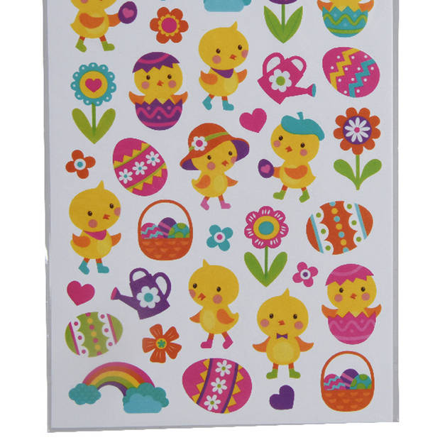 Stickers voorjaar en Pasen - kuikentjes - 1 vel - 15 x 21 cm - Paas knutselen - Stickers