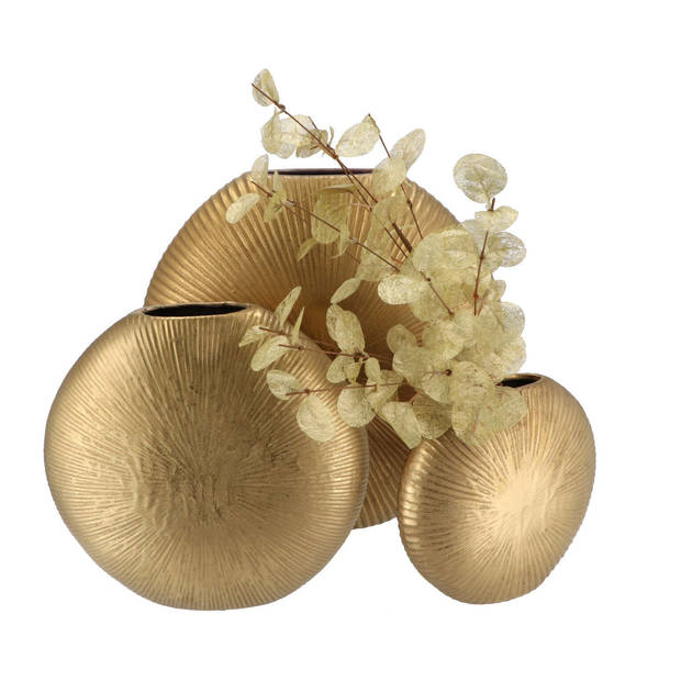 DK Design Bloemenvaas Nordic design model plat - goud - 23 x 7 cm - moderne vaas - Vazen