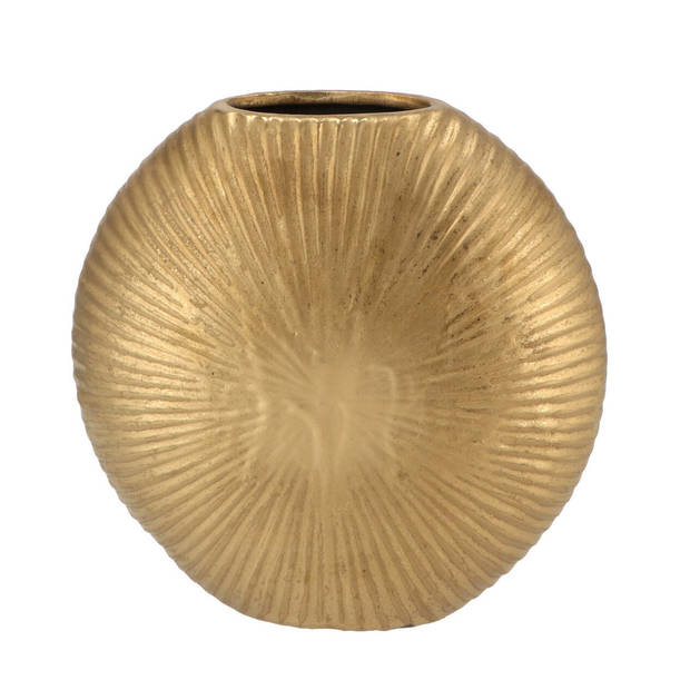 DK Design Bloemenvaas Nordic design model plat - goud - 23 x 7 cm - moderne vaas - Vazen