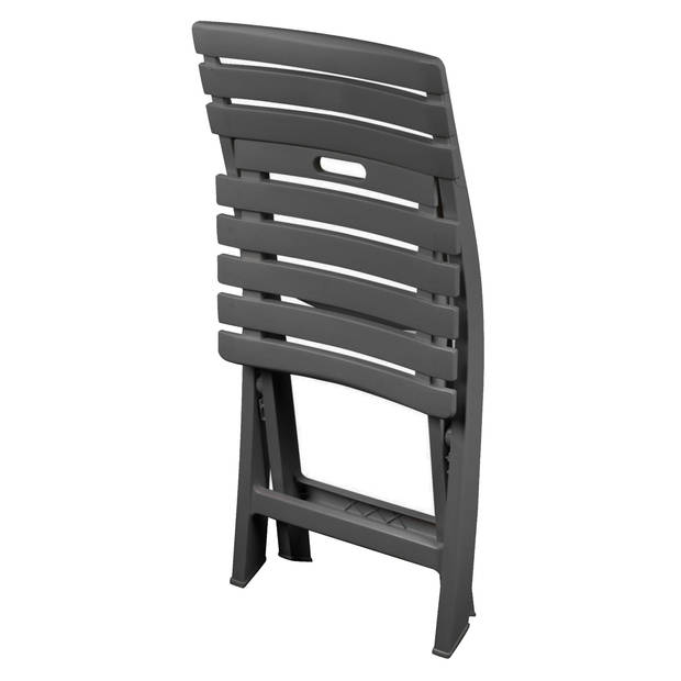 Sunnydays Klapstoel voor buiten/binnen - donkergrijs - 41 x 79 cm - stevig kunststof - Bijzet stoelen - Klapstoelen