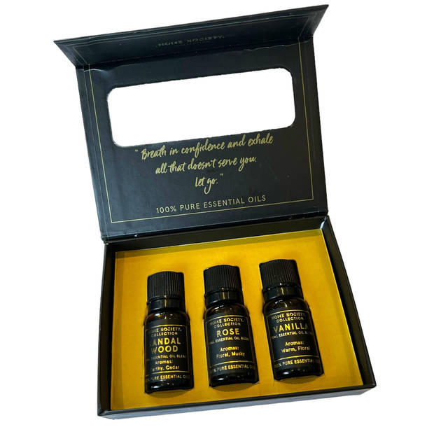 Luxe Geur olie Essential Oil Pack Luxury - 3 x 10ML - Sandal Wood, Rose, Vanilla