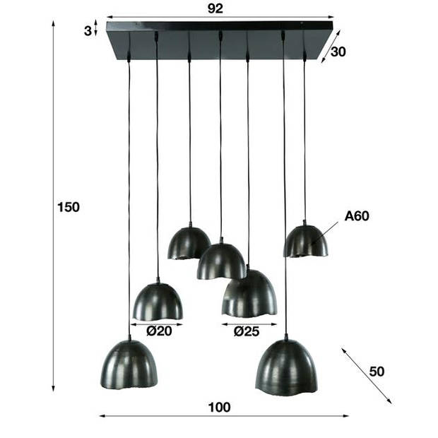 Hoyz - Hanglamp 4+3L mirror / Zwart nikkel