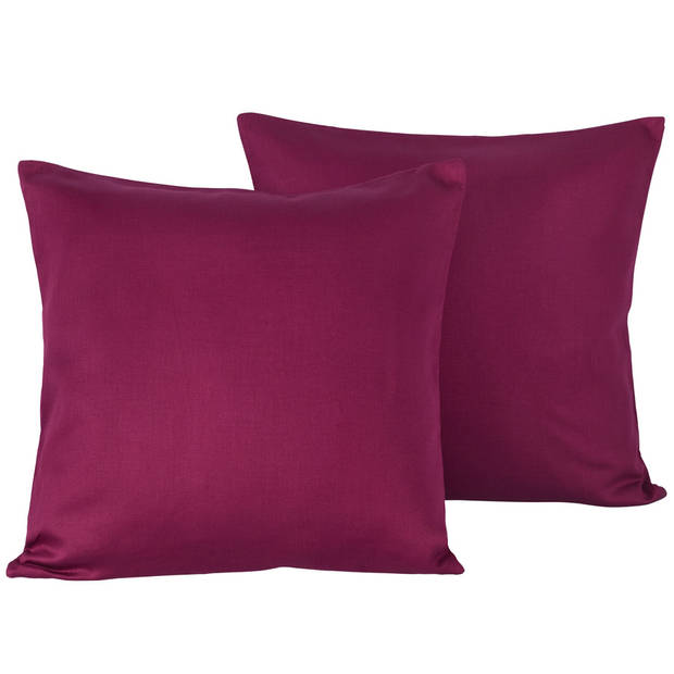 De Witte Lietaer Sierkussensloop Set Olivia Beet Red - 40 x 40 cm - Satijn Katoen