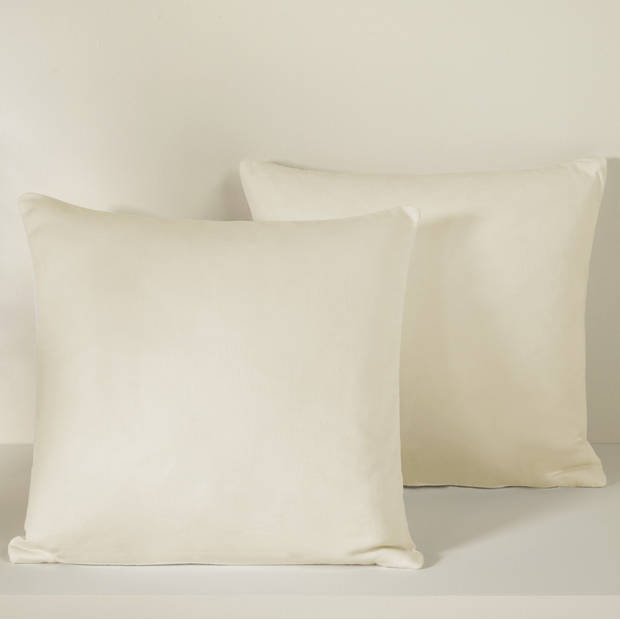 De Witte Lietaer Sierkussensloop Set Olivia Sand - 40 x 40 cm - Satijn Katoen