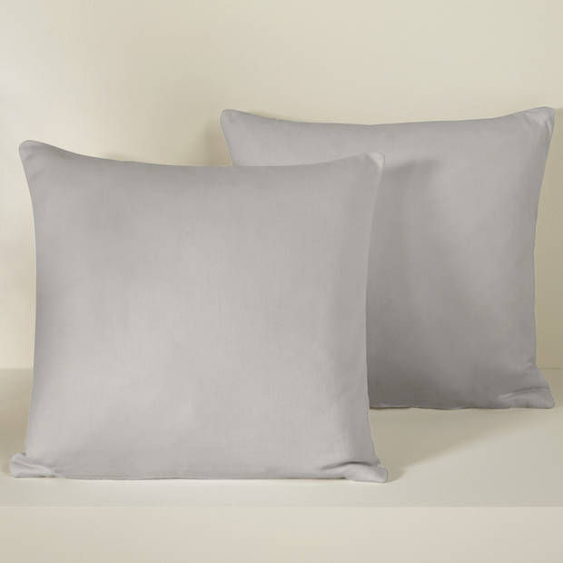 De Witte Lietaer Sierkussensloop Set Olivia Dove - 40 x 40 cm - Satijn Katoen