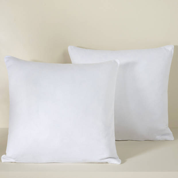 De Witte Lietaer Sierkussensloop Set Olivia White - 40 x 40 cm - Satijn Katoen