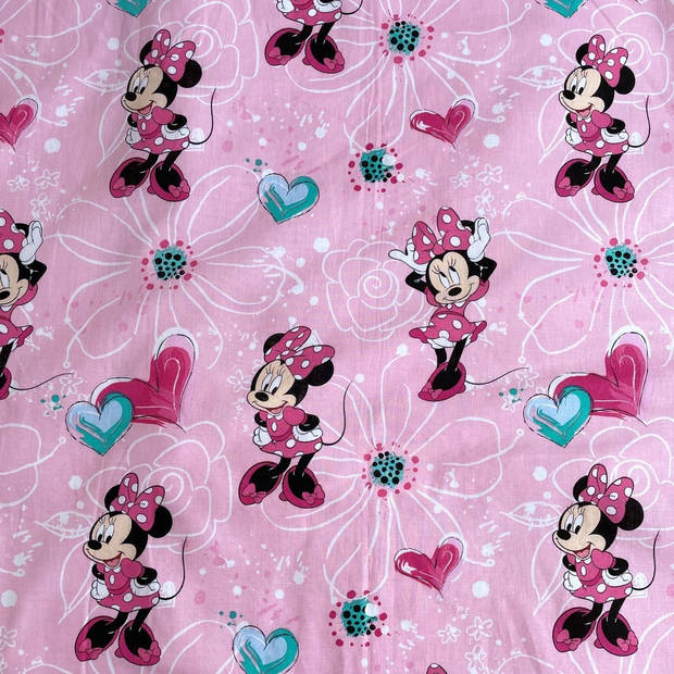 Disney Minnie Mouse Hoeslaken Flowers - Eenpersoons - 90 x 190/200cm - Katoen