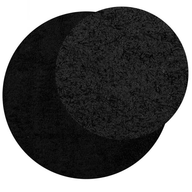 vidaXL Vloerkleed PAMPLONA shaggy hoogpolig modern Ø 240 cm zwart