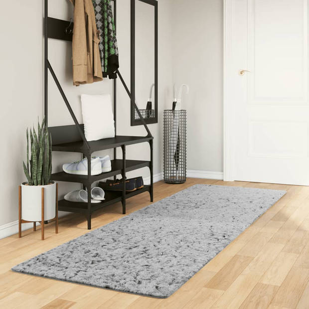 vidaXL Vloerkleed PAMPLONA shaggy hoogpolig modern 80x250 cm grijs