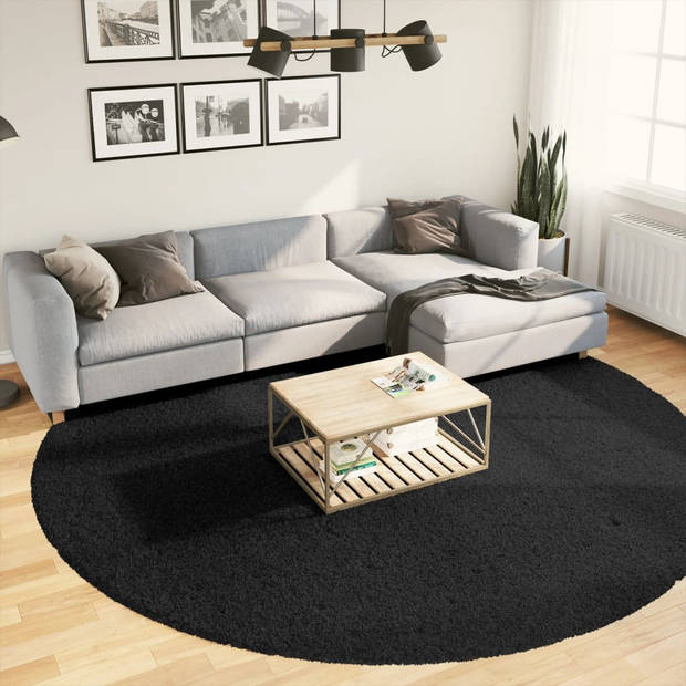 vidaXL Vloerkleed OVIEDO laagpolig Ø 280 cm zwart