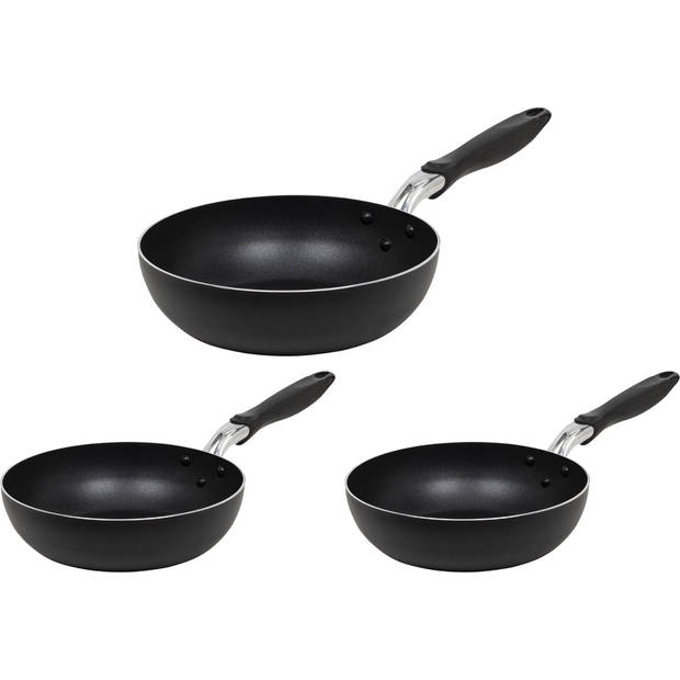 Resto Kitchenware Wokpannenset Antares ø 24 + 26 + 28 cm - Inductie en alle andere warmtebronnen