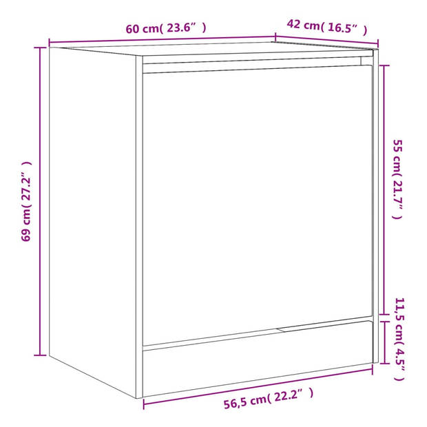 vidaXL Schoenenkast 60x42x69 cm bewerkt hout zwart