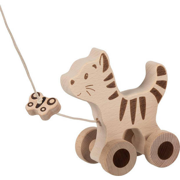 Goki Pull-along animal, cat 14 x 7