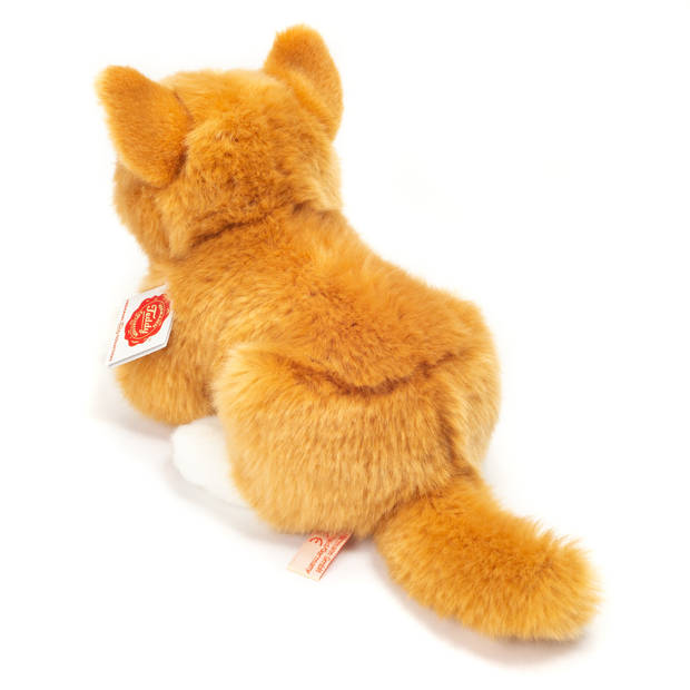 Hermann Teddy Knuffeldier kat/poes - zachte pluche stof - premium kwaliteit knuffels - rood/wit - 20 cm - Knuffel huisdi