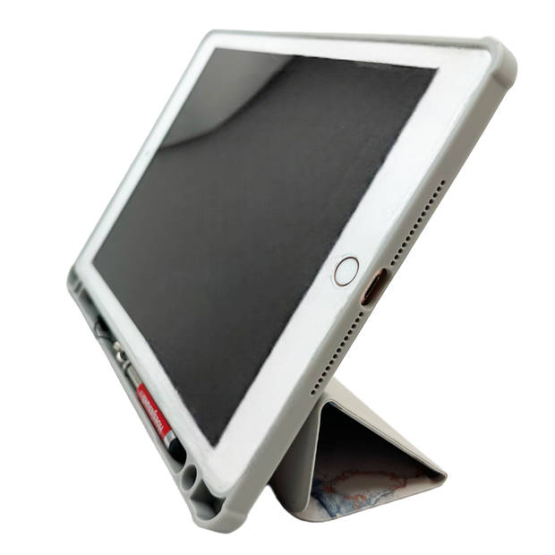 HEM Marble Grey iPad 9.7 hoes geschikt voor iPad 5 / iPad 6 / Air / Air 2 - 9.7 inch Vouwbare Cover - Met Stylus